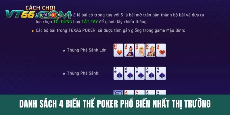 Danh sách 4 biến thể Poker phổ biến nhất thị trường